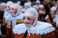 Binche festival carnival in Belgium Brussels. Belgium, carnaval of Binche. UNESCO World Heritage Parade Festival. Belgium, Walloon Municipality, province of Hainaut, village of Binche.  The carnival of Binche is an event that takes place each year in the Belgian town of Binche during the Sunday, Monday, and Tuesday preceding Ash Wednesday. The carnival is the best known of several that take place in Belgium at the same time and has been proclaimed as a Masterpiece of the Oral and Intangible Heritage of Humanity listed by UNESCO. Its history dates back to approximately the 14th century.